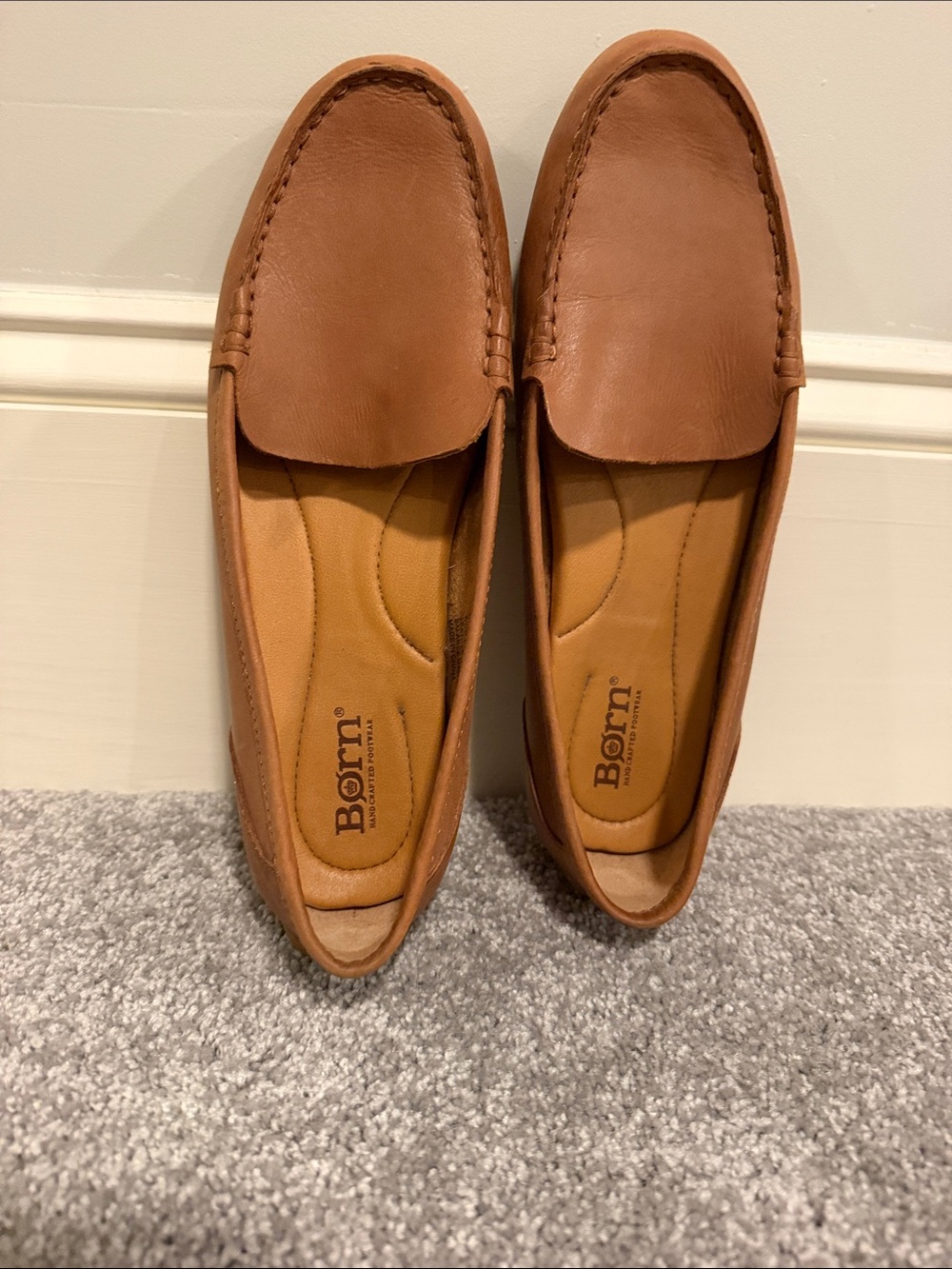 Born Women's Cognac Leather Slip-On Loafers - Picture 4 of 4